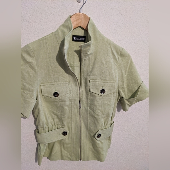Short Sleeve Lime, Linen Blend Fitted Jacket -XS- NY&C - Picture 1 of 7